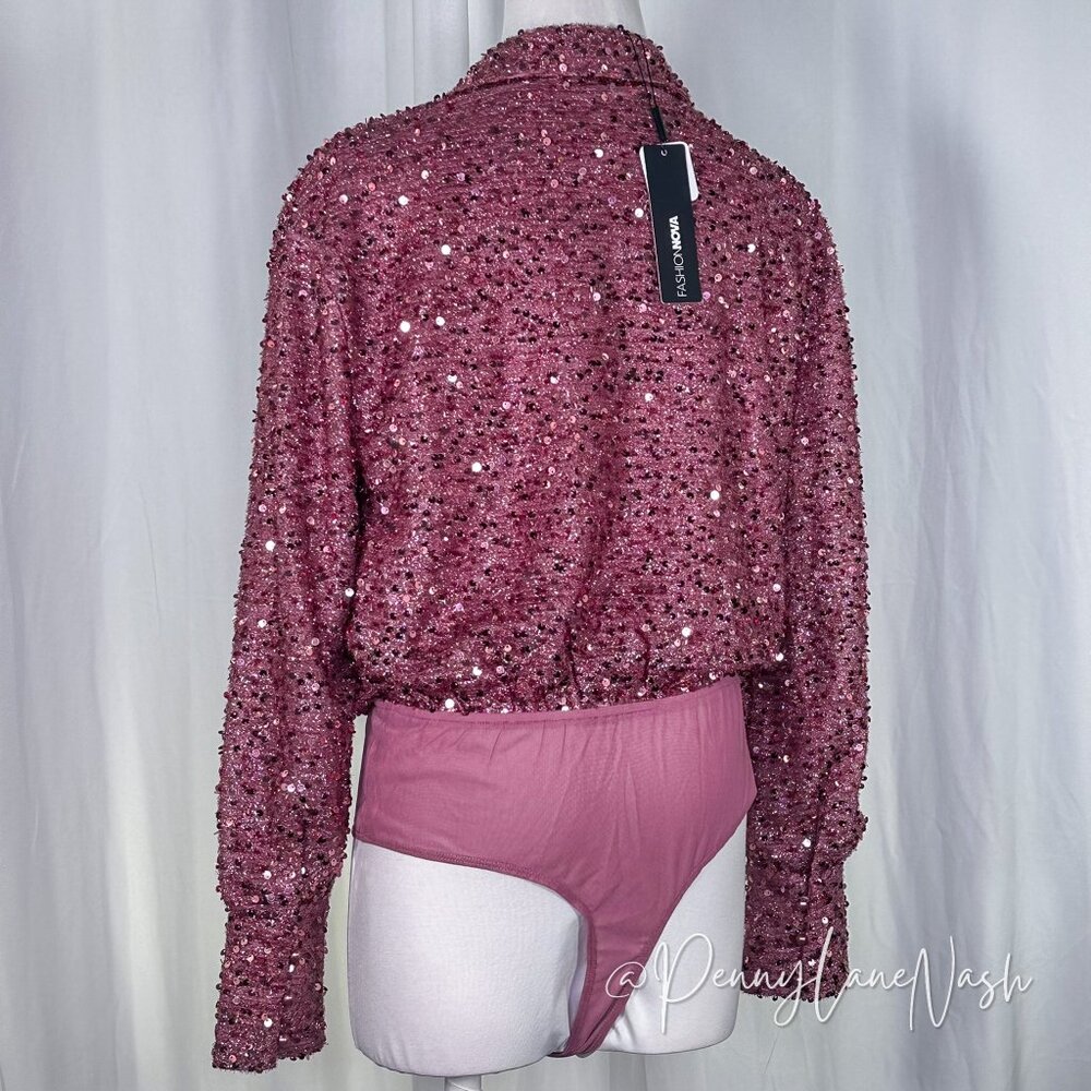 Fashion Nova Mauve Rain On Me Sequin Skirt Set - Picture 12 of 15